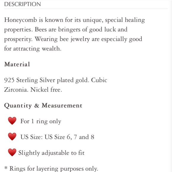 14K Gold Honeycomb Bee Ring - Picture 8 of 8